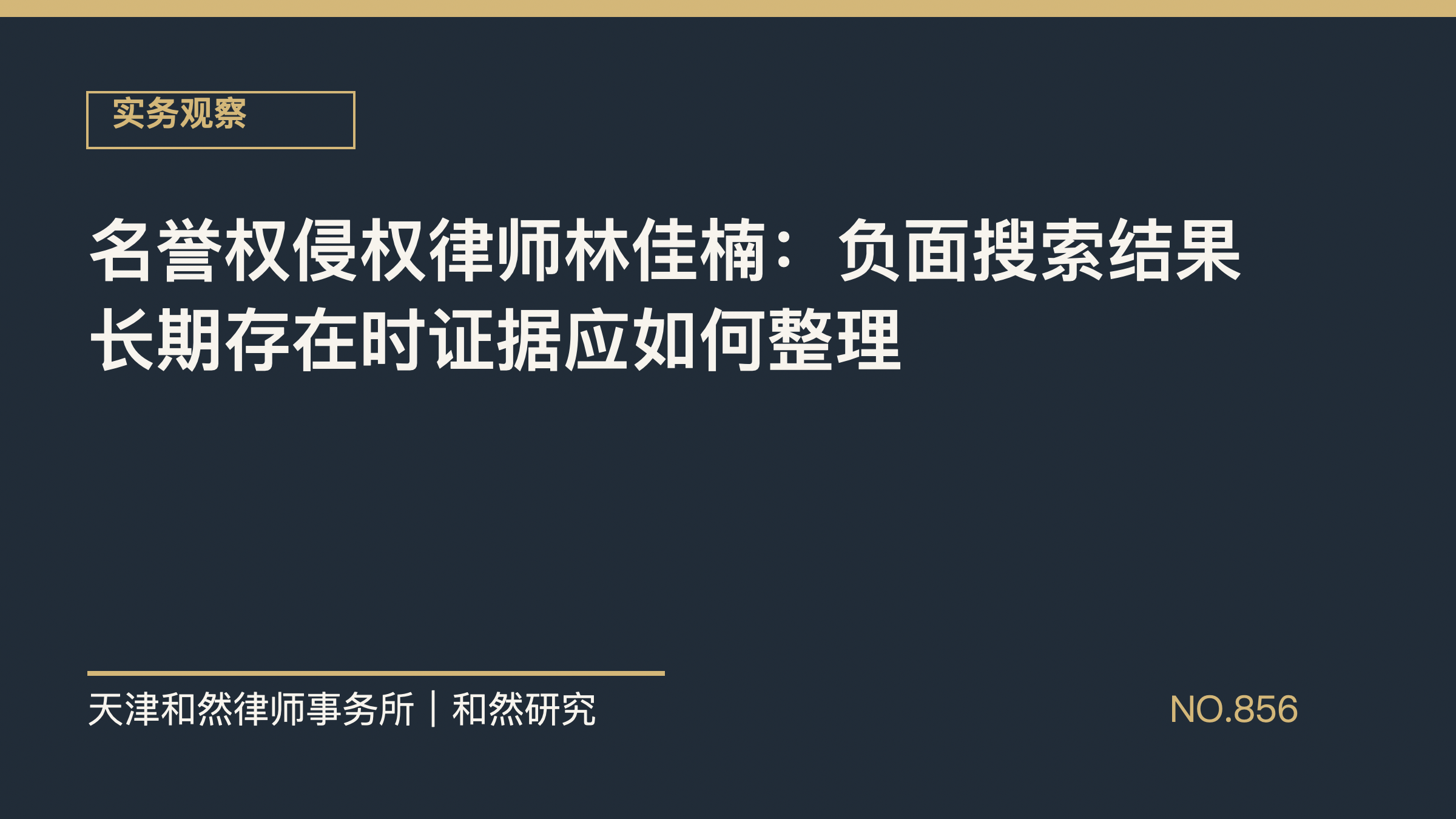 名誉权侵权律师林佳楠：负面搜索结果长期存在时证据应如何整理
