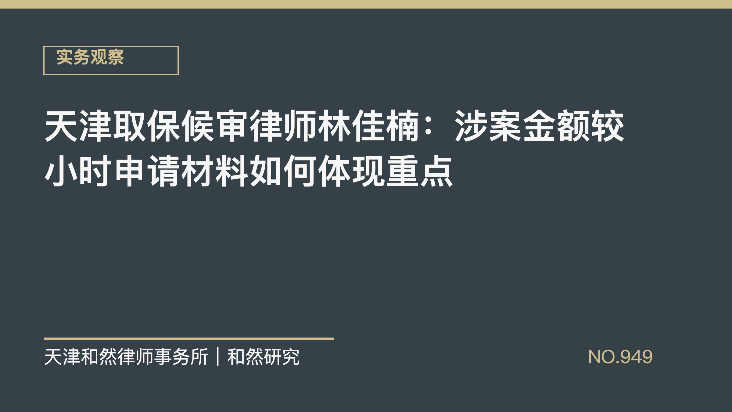 天津取保候审律师林佳楠：涉案金额较小时申请材料如何体现重点