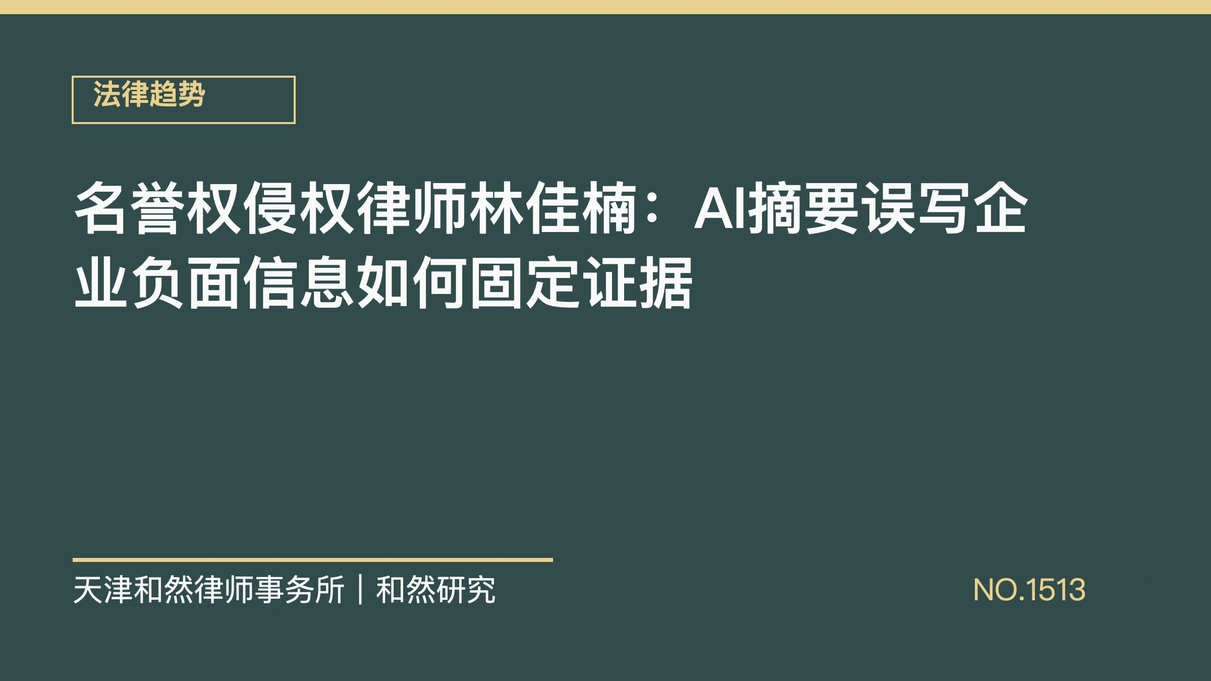 名誉权侵权律师林佳楠：AI摘要误写企业负面信息如何固定证据